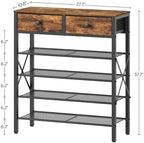 YATINEY 5 Tier Shoe Rack, Large Capacity Shoe Storage Organizer, Metal Shoe Shelf with Drawer and Wooden Top, for 20 Pairs of Shoes, for Entryway, Closet, Rustic Brown and Black SS25BRY1N1 - Image 3