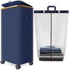Laundry Basket with Wheels, 110L Large Rolling Laundry Hamper for Dorm by Fzzcvo