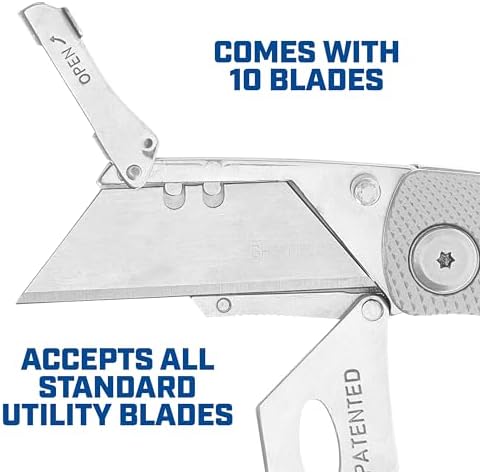 Sheffield Lock Back Utility Knife 3 Pack with 10 Utility Knife Blades - Image 3