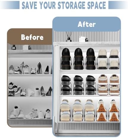 CiBiZi Shoe Slots Organizer 12Pack Metal Shoe Stackers for a Pair of Shoes Display Shelf Shoe Holder Shoe Storage Closet Organizers Shoe Space Saver Organizador de Zapatos White - Image 6