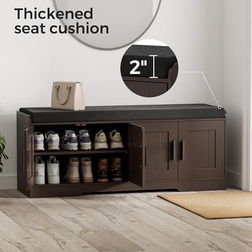 Homleke Shoe Storage Bench, 4 Doors & Thickened Padded Seat Cushion - Image 5