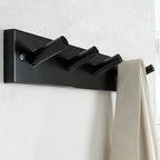 SKOLOO Coat Rack Wall Mount 17 inch, 5 Hooks, Bamboo, Shaker Style, Black - Image 2