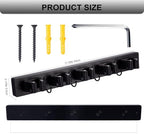 FunCee Broom Holder Wall Mount With 5 Slots & 4 Hooks，Rustic Wood Broom & Mop Hanger，Wall Mounted Garden & Garage Tool Storage Organizer Rack for Closet Laundry Room or Kitchen Wall Decor Black - Image 5