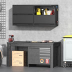 Metal Garage Wall Cabinet with Up-Flip Door, Black Float Tool Cabenit with 2 Doors,Upper Storage Cabinets with Pegboard for Kitchen,Garage,Workshop,Warehouse (25.6" H,Black) - Image 2
