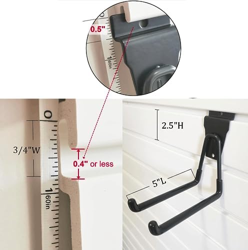 Slatwall Hooks 14 Pack, Heavy Duty Garage Wall Organizer, Multi-Size Hanging Hooks Compatible with Proslat, StoreWALL and HandiWall - Image 6