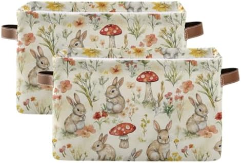 Easter Mushroom Bunny Rectangular Storage Basket Organizer Bin Shelf Baskets For Clothes Gifts For Home Office Dorm - Image 2