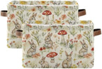 Easter Mushroom Bunny Rectangular Storage Basket Organizer Bin Shelf Baskets For Clothes Gifts For Home Office Dorm - Image 2