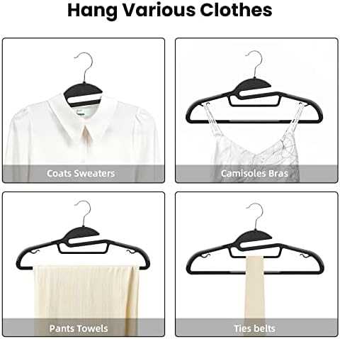 Heavy Duty Plastic Hangers 50 Pack with Non-Slip Design,0.2 Inches Thick,360°Swivel Hook Space Saving Organizer for Bedroom Closet,Shirts,Pants,Strong Enough for Coat(Black- S Shaped) - Image 5