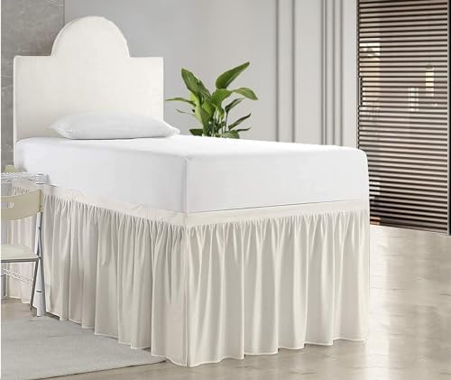 Dorm Bed Skirt, Twin XL, 42" Drop, Ivory by PeaceSleepBedding