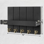 Rebee Vision Key Holder Wall Mount with Shelf &Hooks for Living Room, Black - Image 6
