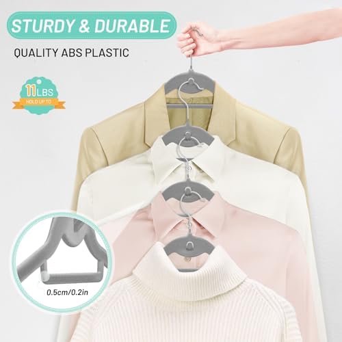 Velvet Stackable Hangers 30 Pack, Clothes Hanger Non Slip Felt with Hook - Image 2