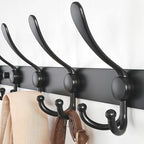 Dseap Coat Rack Wall Mount - 29.5” Long 8-Tri-Hooks Heavy Duty Coat Hanger Rail Wall Hooks for Hanging Coats Hats Clothing Clothes Purse Mudroom Entryway, Black - Image 6