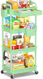 SUNALLY 4 Tier Rolling Cart with Drawer, Craft Storage Cart Organizer,Green by SUNALLY