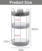 Asayuee 360 Rotating Makeup Organizer,3 Tier Large Capacity Make Up Organizers and Storage,Skincare Perfume Vanity Organizers,Bathroom Cosmetics Storage Organizer Countertop(Grey) - Image 4