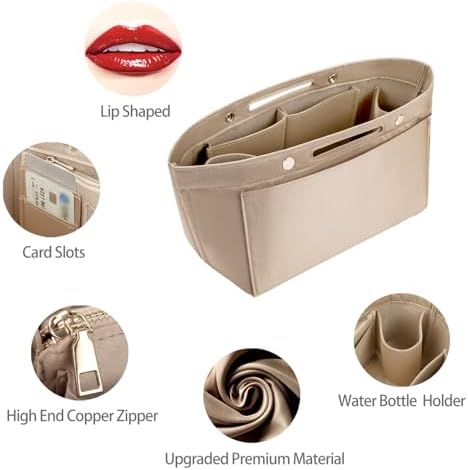 ZTUJO Purse Organizer Insert For Handbag & Tote Shaper,Tote Bag Organizer Insert For Speedy Neverful, 6 Sizes(Slender Medium,Silky Beige) - Image 6