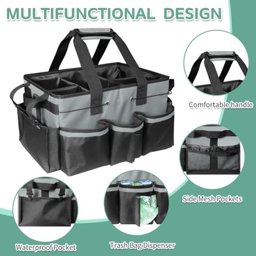 Boczif Cleaning Caddy Bag Wearable,Cleaning Caddy Supplies Organizer (Grey) - Image 2