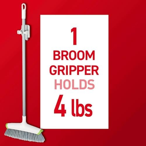 Command Broom Grippers, 3 Hangers and 6 Strips, Damage-Free Mop and Broom Holder Wall Mount, Household Cleaning Tool Organizer for Kitchen, Laundry Room, Closet, Holds up to 4 lb (Pack of 3) - Image 4