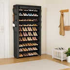 VTRIN Tall Shoe Rack with Cover, 10 Tier Shoe Organizer Storage for 50-55 Pairs Shoes and Boots Large Capacity Shoe Shelf with 8 Pockets Free Standing Shoe Rack for Closet, Entryway, Garage - Image 2