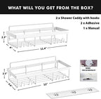 Moforoco Shower Caddy Shelf Organizer Rack, Self Adhesive Black Bathroom Shelves Basket, Home Farmhouse Wall Inside Organization and Storage Decor Rv Accessories, First Camper Apartment Essentials - Image 6