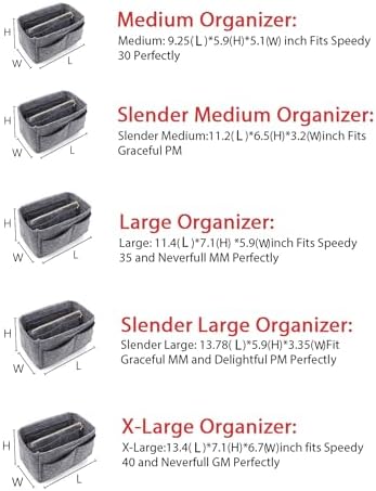 LEXSION Felt Purse Organizer Insert, Tote Bag Shaper Dividers with 5 Sizes - Image 6