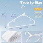 HOUSE DAY White Plastic Hangers 16 Pack, Slim Space-Saving Clothes Hangers - Image 3