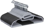 Amazon Basics Space Saving Non-Slip Rubber Coated Plastic Hangers with 360° Swivel Hook, Thin, Gray, Pack of 50 by AmazonBasics