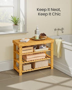 SONGMICS Shoe Rack Bench, 4 Tier Bamboo, 11.3 x 27.6 x 20.5 Inches - Image 5