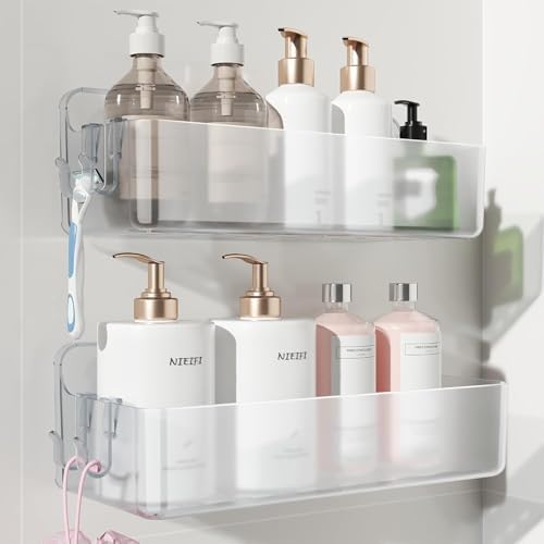 Nieifi Adhesive Shower Shelves, Clear, 2 Pieces by Nieifi
