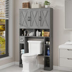 Vabches Over The Toilet Storage Cabinet with 3 Barn Doors.Wash Grey - Image 7