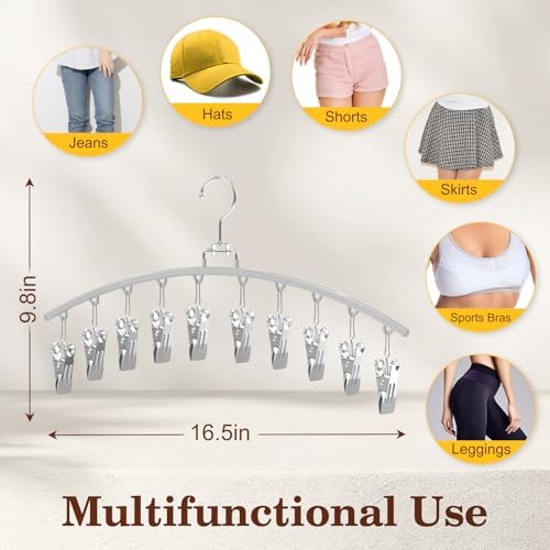 4 Pack Legging Organizer for Closet, Metal Gym Clothes Organizer w/40 Clips Holds 40 Leggings, Scarf Hangers Space Saving, Closet Organizers and Storage, Room Organization Essentials, Grey - Image 3