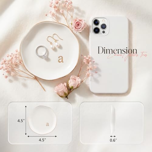 Ceramic Jewelry Tray, White Initial A Personalized Jewelry Dish - Image 2