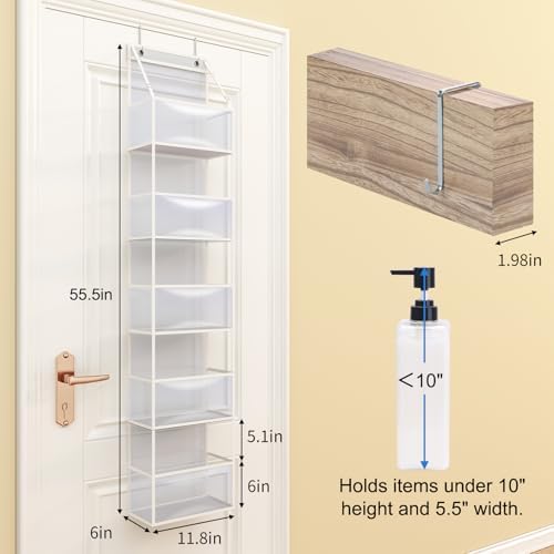 Fixwal 5-Shelf Over The Door Hanging Pantry Organizer, Room Organizer with Clear Plastic Pockets, 25lb Ultra Sturdy & Large Capacity for Closet, Bedroom, Nursery, Bathroom and Sundries - Image 2