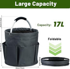 17L Foldable Cleaning Caddy with Handle - Portable Oxford Fabric Storage Bucket, Organiser for Cleaning Supplies, Toiletries, Home, Garden, Picnic & Beach (Dark Gray) - Image 2