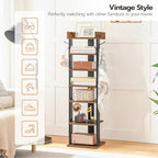 HOOBRO Vertical Shoe Rack for Front Door Entryway, 7 Tier Wooden Shoe Storage Organizer with Hooks, Narrow Shoe Tower for 7 Pairs, Space Saving, for Corner, Closet, Bedroom, Rustic Brown BF61XJ01 - Image 4
