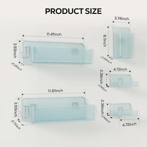 Nieifi Adhesive Shower Shelves, Blue, 5 Pieces - Image 2