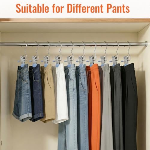 30 Pack Pants Hangers with Clip，Legging Organizer and Jean & Shorts Hangers - Image 5