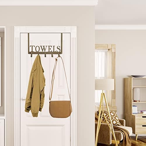Towel Hooks for Bathroom Over the Door Hooks Wall Mount Rack Holder, Heavy Duty Robe Hooks Hanger for Metal Sandblasted Organizer for Towel Clothes Bag Robe(Coffee) - Image 4