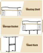 Towel Racks for Bathroom Wall Mounted - Bath Wall Towel Holder Set Above Toilet Storage, Rolled Towel Shelf Organizer for Small Bathroom, Wood Vertical Towel Rack for Bathroom Wall Decor - Image 5
