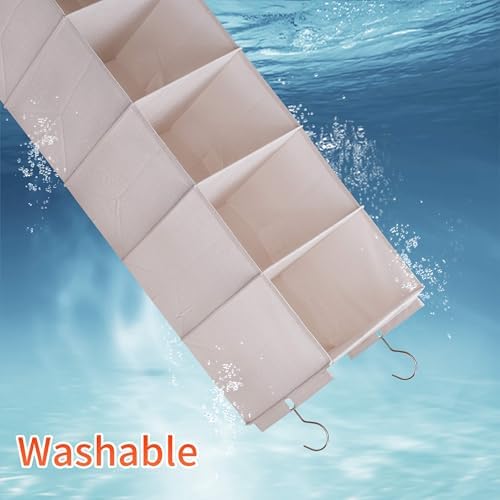 Large Hanging Sweater Organizer for Closet,Collapsible 6-Shelf Hanging Closet Shelves with Drawers, Washable (Beige -6 Shelf) - Image 6