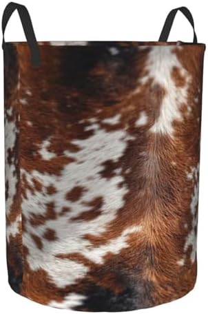 Cow Fur Laundry Basket Storage Bin Foldable Laundry Hamper Clothes Storage Bucket Organizer 19.6x15.7 Inch For Laundry Room/Bedroom/Bathroom - Image 2