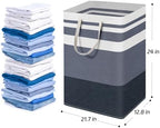 2 Pack Laundry Baskets 100L Extra Large, Waterproof Freestanding Collapsible Laundry Hamper with Reinforced Handles, Blue Clothes Hamper for Dorm, Bathroom, Bedroom, Laundry Room - Image 2