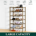 Smiry Bamboo Shoe Rack, 14 Vertical Slats, 6 Tier - 26.8" Wide, Walnut - Image 6