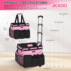 JKAOO Large Rolling Cleaning Caddy Bag with Detachable Trolley, Pink - Image 2