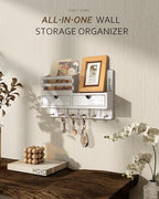 Rebee Vision Key Holder Wall Mount with 2 Drawers for Apartment, Whitewash - Image 2