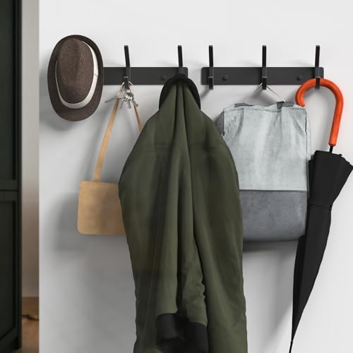 VAEHOLD Coat Hooks Wall Hook for Hanging Clothes Robes Towels Hats Heavy Duty Coat Hanger Coat Rack Wall Mount with 3 Hooks - Black - Image 6