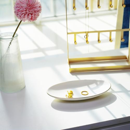 HANKOR Ceramic Key Bowl for Entryway Table, 7 x 4 Key Dish Tray Catch All Bowl, Small Decorative Bowl for Key Jewelry Ring, White - Image 3