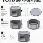 Extra Large Sun Hat Storage Box for Women, 23.6" D x 15.7" H Clear Cowboy Hat Organizer Storage Box with 4 Support Rods Bottom Plate Wide Brimmed Hats Holds up to 10 Caps - Image 4