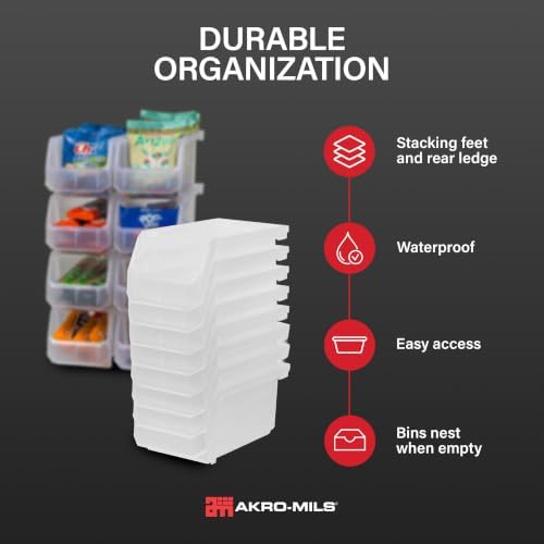 ReadySpace Medium Stackable Plastic Storage Bins, 8-Pack, Clear - Image 3