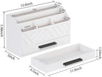 dreampossible Wood Desk Organizer and Accessories with Drawer, Bill Mail Organizer and File Mail Holder for Office Supplies, Modern Desk Accessories & Workspace Organizers for Desk Organization - Image 6