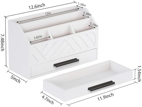 dreampossible Wood Desk Organizer and Accessories with Drawer, Bill Mail Organizer and File Mail Holder for Office Supplies, Modern Desk Accessories & Workspace Organizers for Desk Organization - Image 6